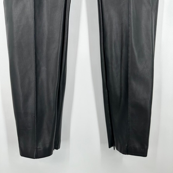 ZARA Faux Leather Skinny Pants High Waist Pleated Ankle Zip Leggings, Black - Picture 7 of 13